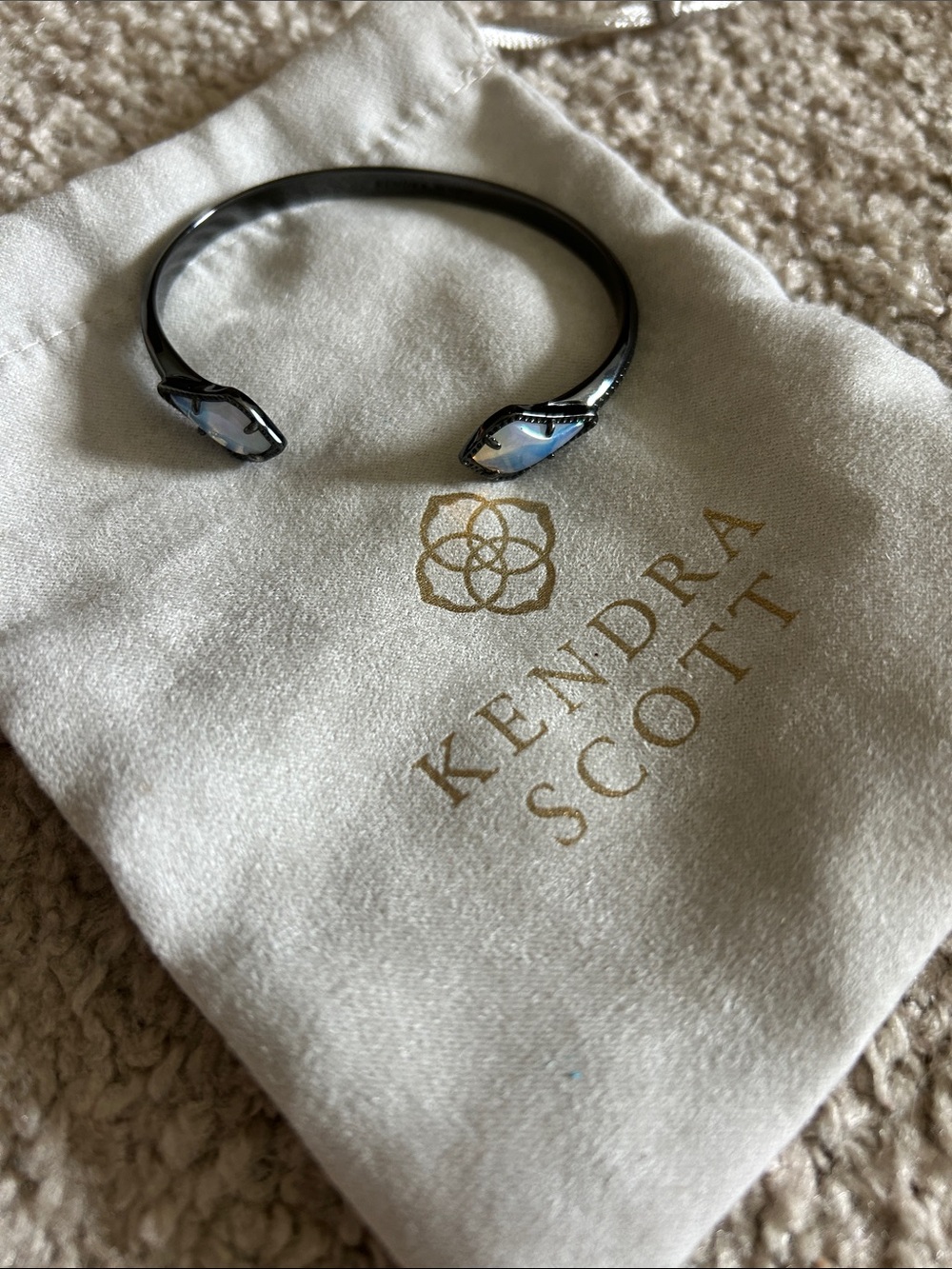 Kendra Scott Black Open Cuff with Iridescent Blue Stones